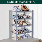 Smiry Bamboo Shoe Rack for Closet, 4 Tier Small Wooden Stackable Shoe Organizer, Free Standing Shoes Storage Shelf for Entryw