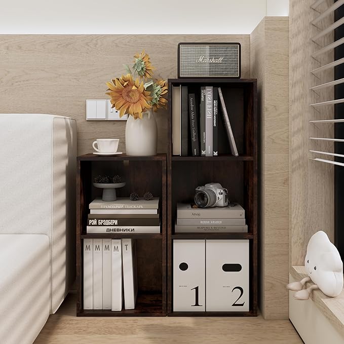 Book Shelf, 3 Cube Storage Organizer, Open Shelves Bookcase 9.3”x 11.8” x 31.4”, Bookshelf for Living Room, Bedroom, Home Off