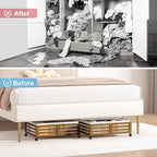 Under Bed Storage Containers With Wheels - 2 Pcs Bamboo Wood Rolling Underbed Shoe Storage Bins With Dust Bags for Clothes Bl