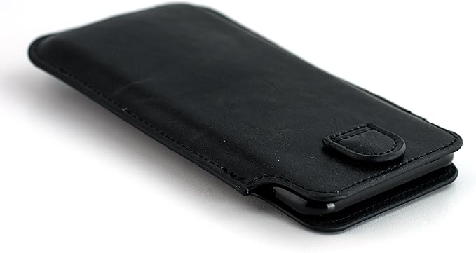 Dockem Provincial Wallet Sleeve for 6.5-6.7" iPhones, Vintage PU Leather, 2 Card Slots [Black]