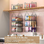 Sonyabecca 3-Tier Extra Large Closet Hanging Organizer with Dividers, Clothes Hanging Shelves with 2 Hanging Hooks & 5 S-Hook