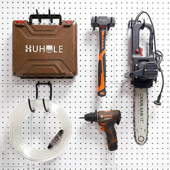 HUHOLE Pegboard Drill Holder, Peg Board Tool Utility Hooks, 24 Pack Heavy Duty Pegboard Tool Holder for Power Tools, Drill, H