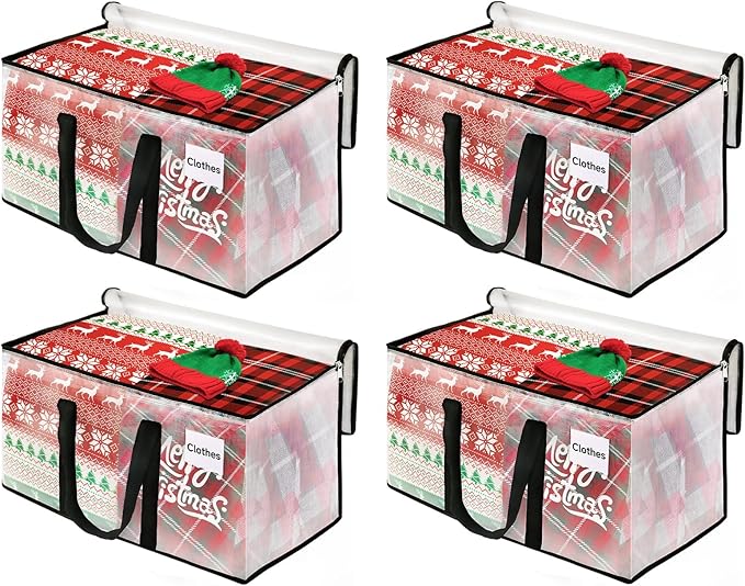 BlissTotes Clear Moving Bags Heavy Duty, 93L Extra Large Storage Bags with Zipper & Reinforced Handles, Waterproof PP Moving 