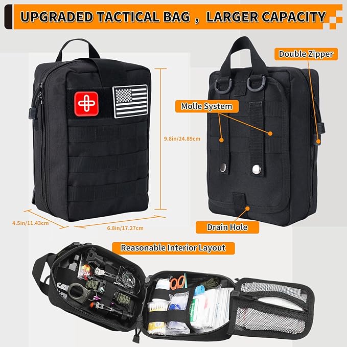 Survival Kit, Gifts for Men Women Teen Boys, 252 pcs Survival Gear and Equipment Mini First Aid Kit for Car Home, Emergency K