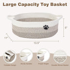 Optish Dog Toy Easter Basket, Toy Box and Bin for Dog Cat Storage, 13.5" X 11" X 5" Small Woven Rope Basket for Baby Storage,