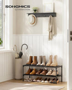 SONGMICS 2-Tier Shoe Rack for Closet, Compact Metal Shoe Organizer Shelf for Entryway, Bedroom, Small Spaces, Stackable, 11.8