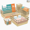 StorMiracle 16 PCS Drawer Organizer Set, 5 Varied Size Bathroom and kitchen Drawer cabinet organizer Trays, Clear Storage Bin