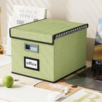 Huolewa File Organizer Box with Lid, Collapsible File Folder Organizer for Office Document Storage, Filing Box with Plastic S