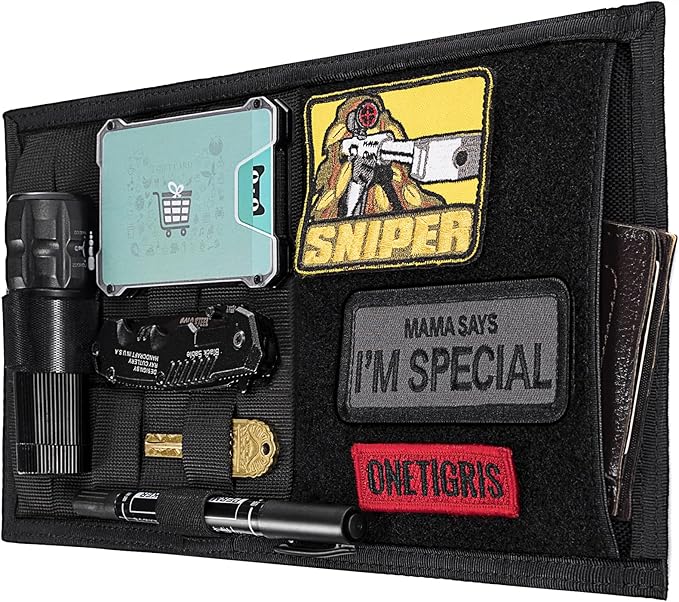 ONETIGRIS Molle Visor Panel Organizer, Molle Panel Tactical Car Sun Visor Cover Vehicle Visor Storage Holder Pouch Molle Webbing with Hook-and-Loop Straps for Cars, Trucks, Suvs (B)