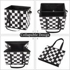 Checkered Reusable Grocery Bags Heavy Duty 3 Pack Foldable Shopping Bags with Handles for Groceries Collapsible Tote