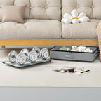 Under Bed Storage with Wheels, No Assemble Required 5.5 inches height grey under bed storage bins,Low Profile Rolling Underbe