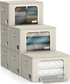 Sorbus Storage Bins with Metal Frame - Stackable & Foldable Clothes Organizer Bags - Oxford Fabric Storage Containers with La