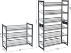 SONGMICS Shoe Rack, 6-Tier Shoe Organizer, Metal Rack for Garage, Set of 2, 3-Tier Stackable Shelf, with Adjustable Flat or A