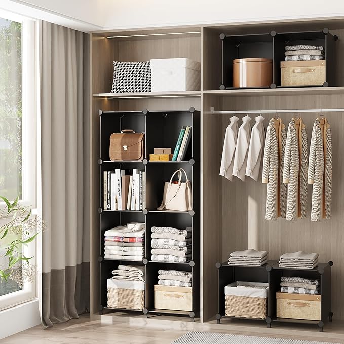 AWTATOS Cube Storage Organizer, Storage Cubes Shelves Bookshelf, 6 Cube Closet Organizers and Storage, DIY Stackable Plastic 