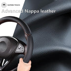 Car Steering Wheel Cover Leather Snap On 3Pcs Set Non-Slip Protector Wrap Steering Wheel Accessories 14.5-15 inch Universal B