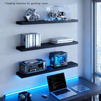ROGMARS Black Wooden Floating Shelves for Wall 36 Inches Long,Rustic Solid Wood Farmhouse Wall Shelves with Invisible Bracket