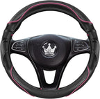 HighnessHwoo 3D Car Steering Wheel Cover Comfort Grip Massage Sporty Anti-Slip Carbon Fiber Faux Leather for Sedan SUV, Unive