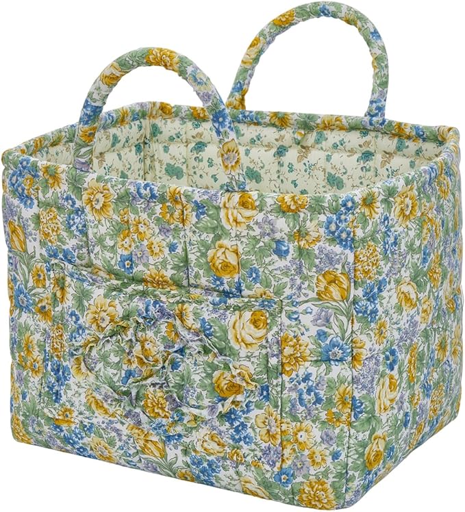 Boho Fabric Storage Basket, Large Capacity Laundry Basket, 12.2'' x 10.23'' x 10.23'' Collapsible Laundry Hamper with Easy Ca