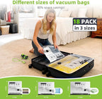 Vacuum Bags for Travel - USB Electric Pump, 18 Pack Carry-on Size Vacuum Seal Bags for Clothing - Space Saver Vacuum Storage 