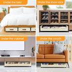 Under Bed Storage with Wheels 3Pack Underbed Storage with Clear Window&Label Under Bed Drawers Large Capacity Rolling Under B