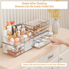 Yieach Acrylic Make up Organizers for Counter,Desk and Vanity,4 Pack Stackable Bathroom Counter Organizer with Drawers,Large 