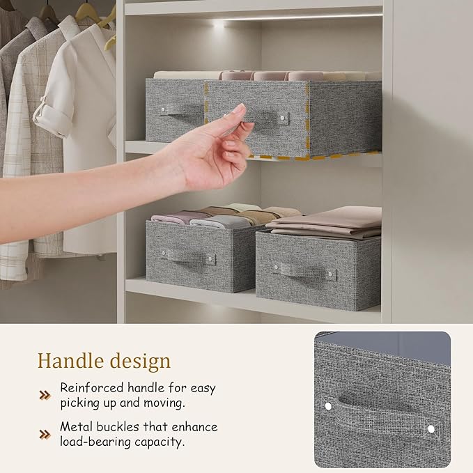Collapsible Storage Bins, Fabric Organizer Baskets, Cube Boxes for Organizing Home, Office and Closet, Grey, 3 Pack, 13.0x9.0