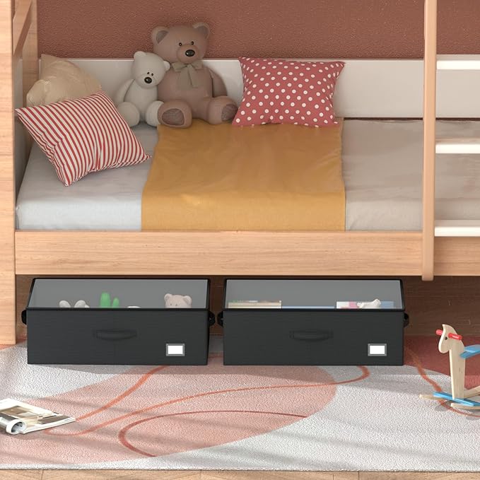 Underbed Storage Bins With Wheels, No Assemble Required 10 inches Height Large Capacity Rolling Underbed Shoe Storage Contain