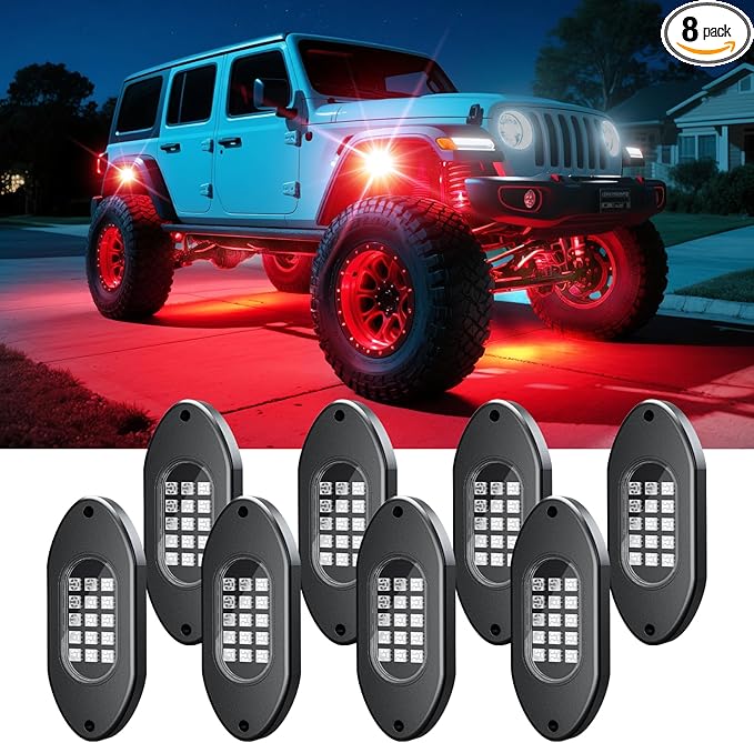 LED Rock Lights for Trucks 8 Pods,RGB Rocklights with App & Remote Control, Underglow Rock Light Kit for Trucks UTV ATV Golf Cart RZR