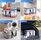 TAILI Extra Large Moving Bags, 4 Pack Clear Heavy Duty Totes For Storage with Visible Window, Wrap Around Handles, Storage Ba