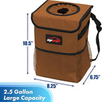 EPAuto Waterproof Car Trash Can with Lid and Storage Pockets, 2.5 Gallon Leakproof, Brown