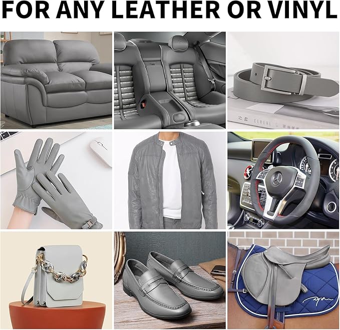 8.5 OZ Leather Recoloring Balm with 100ML Leather Conditioner - Gray Leather Repair Kit for Furniture, Leather Dye, Recolor, 