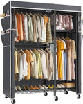 Raybee Clothes Rack with Cover Clothing Racks for Hanging Clothes Heavy Duty Portable Closet with Wheels，Rolling Garment Rack