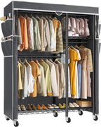 Raybee Clothes Rack with Cover Clothing Racks for Hanging Clothes Heavy Duty Portable Closet with Wheels，Rolling Garment Rack