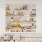 Fun Memories 12 Inch Deep Floating Shelves, 67 Inch Long Extra Large Floating Shelves Set of 2, Rustic Wood Wall Shelves for 
