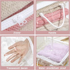 10-Pack Clear Zippered Storage Bags with Handles, Two-Way Zipper Foldable Closet Organizer, Bed Sheet Organizer, Plastic Stor