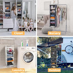 2 Packs Hanging Closet Organizer, 6-Shelf Closet Organizers and Storage with Side Pockets, Collapsible Hanging Shelves for Cl