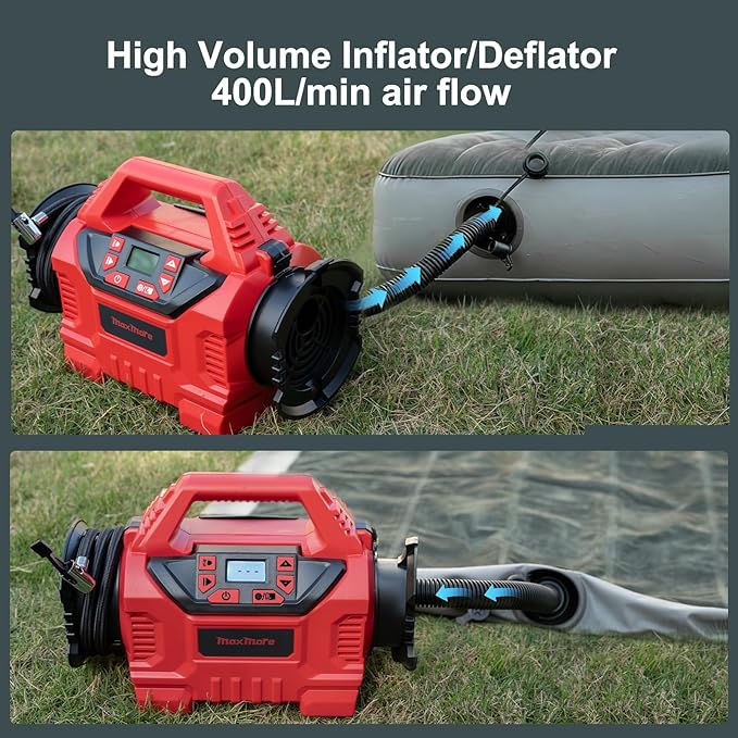 MaxMore Portable Tire Inflator/deflator Compatible with Milwaukee 18V Battery (Tool Only),160 PSI High Pressure Cordless Air Compressor Pump, Digital Gauge, Auto Shut-Off, LED Light for Car, Bike