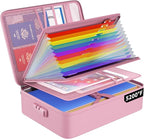 ENGPOW Fireproof File Organizer Bag with 13 Colorful Pockets Accordion File Folder,5200℉ Document Organizer Box with Lock&Lab