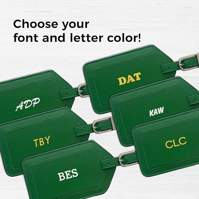 Personalized Monogrammed Leather Luggage Tags - 2 Pack
