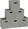 Household Essentials Fabric Storage Bins 6 Piece Set, Strong Poly-Woven Fabric, Sturdy Chipboard Sides, Grommet Front Handle,