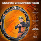 Naruto Shippuden Car Steering Wheel Cover, 15 Inch Anime Steering Wheel Cover, Cushioned Soft Comfortable Cover Anime Car Accessories for Men Women, Nine Tails