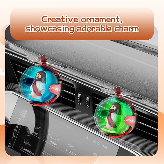 Jesus Loves You Car Air Freshener with 6-Color Auto Light Up & 4 Scented Pads – Light Fragrance, Decorative Auto Accessories,