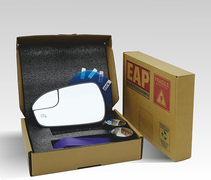 EAP Driver Side Mirror Glass Compatible with Ford Fusion 2013-2021, Heated Without Auto Dimming DS7Z17K707E DS7Z17K707F KS7Z17K707B DS7Z17K707G FO1324169