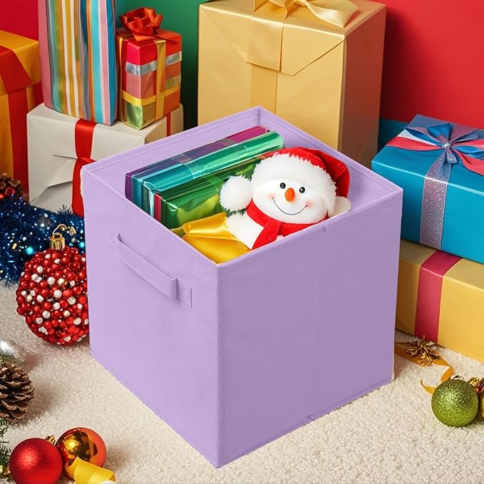 ShellKingdom Foldable Fabric Storage Cubes And Cloth Organizer Drawer For Closet And Toys, 13 X 13 X 13 INCH, 2 Pack (Lavende