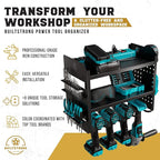BUILTSTRONG Power Tool Organizer Wall Mount - 3-Tier Heavy-Duty Metal Hand Tool Storage Rack, Utility Racks, Drill Holder, Pe