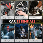 Car Emergency Safety Kit Bag with Jumper Cables, Tire Pressure Gauge, Auto Vehicle Safety Road Side Assistance Kits Essential