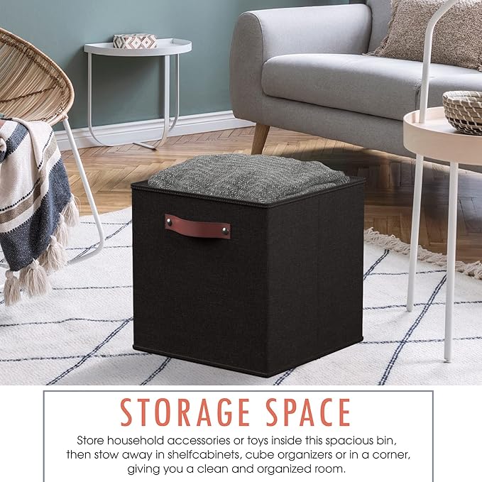 Ornavo Home 13 x 13 Storage Cube Bins, Foldable Collapsible Fabric Storage Bins Box Linen Shelf Basket Cube Organizer for Clo