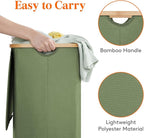Lifewit 100L Laundry Basket with Lid, Clothes Hampers for Laundry with Bamboo Handles and 1 Removable Bag, Large Foldable Lau