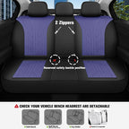 CAROMOP Luxury Faux Leather&Fabric Car Seat Covers Full Set with Breathable 3D Foam Back Support,Universal Comfortable Seat C