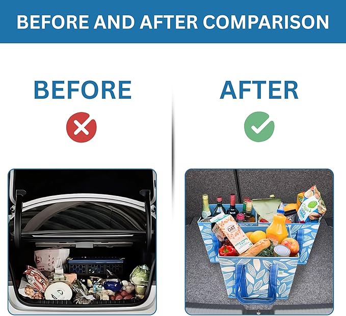 VENO 3 Pack Reusable Grocery Bags, Shopping Bags for Groceries, Tote with Handles and Hard Bottom, Foldable Shopping Cart Organizer, Water Resistant, Heavy-Duty (Spring Breeze, 6 Gallon)